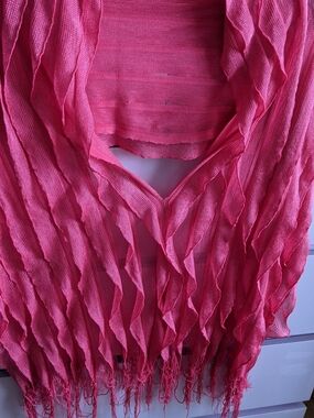 Pink Women's Ruffled Scarf